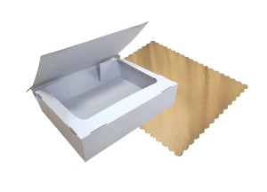 Zestaw: opakowanie na ciasto 40x30x9 + podkład 40x30